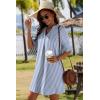 image:imageZeagoo Summer Dresses for Women 2026 V Neck Ruffle Sleeve Casual Shift Dress Hawaiian Sundress Beach Vacation ClothesA01blue and White Stripes