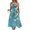 image:imageZeagoo Womens Casual Dress for Summer Tank Dress Loose Flowy Beach Dress with Pockets Hankerchief Flare Midi Sundress 202601 Blue