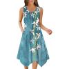 image:imageZeagoo Womens Casual Dress for Summer Tank Dress Loose Flowy Beach Dress with Pockets Hankerchief Flare Midi Sundress 202601 Blue