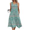 image:imageZeagoo Womens Casual Dress for Summer Tank Dress Loose Flowy Beach Dress with Pockets Hankerchief Flare Midi Sundress 202601 Green