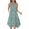 image:imageZeagoo Womens Casual Dress for Summer Tank Dress Loose Flowy Beach Dress with Pockets Hankerchief Flare Midi Sundress 202601 Green