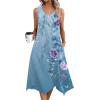 image:imageZeagoo Womens Casual Dress for Summer Tank Dress Loose Flowy Beach Dress with Pockets Hankerchief Flare Midi Sundress 202603 Blue