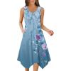 image:imageZeagoo Womens Casual Dress for Summer Tank Dress Loose Flowy Beach Dress with Pockets Hankerchief Flare Midi Sundress 202603 Blue