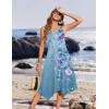 image:imageZeagoo Womens Casual Dress for Summer Tank Dress Loose Flowy Beach Dress with Pockets Hankerchief Flare Midi Sundress 202603 Blue