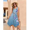 image:imageZeagoo Womens Casual Dress for Summer Tank Dress Loose Flowy Beach Dress with Pockets Hankerchief Flare Midi Sundress 202603 Blue