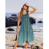 image:imageZeagoo Womens Casual Dress for Summer Tank Dress Loose Flowy Beach Dress with Pockets Hankerchief Flare Midi Sundress 202603 Green