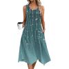 image:imageZeagoo Womens Casual Dress for Summer Tank Dress Loose Flowy Beach Dress with Pockets Hankerchief Flare Midi Sundress 202603 Green