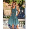 image:imageZeagoo Womens Casual Dress for Summer Tank Dress Loose Flowy Beach Dress with Pockets Hankerchief Flare Midi Sundress 202603 Green