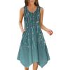image:imageZeagoo Womens Casual Dress for Summer Tank Dress Loose Flowy Beach Dress with Pockets Hankerchief Flare Midi Sundress 202603 Green