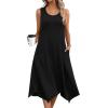 image:imageZeagoo Womens Casual Dress for Summer Tank Dress Loose Flowy Beach Dress with Pockets Hankerchief Flare Midi Sundress 2026Solid Black
