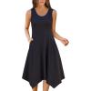 image:imageZeagoo Womens Casual Dress for Summer Tank Dress Loose Flowy Beach Dress with Pockets Hankerchief Flare Midi Sundress 2026Solid Black