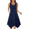 image:imageZeagoo Womens Casual Dress for Summer Tank Dress Loose Flowy Beach Dress with Pockets Hankerchief Flare Midi Sundress 2026Solid Navy