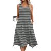 image:imageZeagoo Womens Casual Dress for Summer Tank Dress Loose Flowy Beach Dress with Pockets Hankerchief Flare Midi Sundress 2026Stripe Print