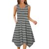 image:imageZeagoo Womens Casual Dress for Summer Tank Dress Loose Flowy Beach Dress with Pockets Hankerchief Flare Midi Sundress 2026Stripe Print