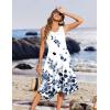 image:imageZeagoo Womens Casual Dress for Summer Tank Dress Loose Flowy Beach Dress with Pockets Hankerchief Flare Midi Sundress 2026White Wf118