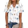 image:imageZeagoo Womens Tops Short Sleeve V Neck Tee Shirts Cute Dressy Casual Clothing Business Work BlouseAwhite Flowers Bf290