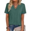 image:imageZeagoo Womens Tops Short Sleeve V Neck Tee Shirts Cute Dressy Casual Clothing Business Work BlouseBgreen