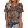 image:imageZeagoo Womens Tops Short Sleeve V Neck Tee Shirts Cute Dressy Casual Clothing Business Work BlouseBohemian Mz721