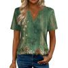 image:imageZeagoo Womens Tops Short Sleeve V Neck Tee Shirts Cute Dressy Casual Clothing Business Work BlouseBoho Green Mz839