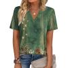 image:imageZeagoo Womens Tops Short Sleeve V Neck Tee Shirts Cute Dressy Casual Clothing Business Work BlouseBoho Green Mz839