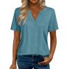image:imageZeagoo Womens Tops Short Sleeve V Neck Tee Shirts Cute Dressy Casual Clothing Business Work BlouseBturquoise