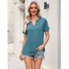 image:imageZeagoo Womens Tops Short Sleeve V Neck Tee Shirts Cute Dressy Casual Clothing Business Work BlouseBturquoise