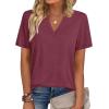 image:imageZeagoo Womens Tops Short Sleeve V Neck Tee Shirts Cute Dressy Casual Clothing Business Work BlouseBwine Red