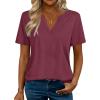 image:imageZeagoo Womens Tops Short Sleeve V Neck Tee Shirts Cute Dressy Casual Clothing Business Work BlouseBwine Red