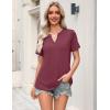 image:imageZeagoo Womens Tops Short Sleeve V Neck Tee Shirts Cute Dressy Casual Clothing Business Work BlouseBwine Red