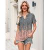 image:imageZeagoo Womens Tops Short Sleeve V Neck Tee Shirts Cute Dressy Casual Clothing Business Work BlouseGray Print