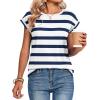 image:imageZeagoo Womens Tops Summer Casual Cap Sleeve Tshirts Shirts Business Dressy Spring Fashion Outfits Trendy ClothesBlue White Striped