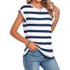 image:imageZeagoo Womens Tops Summer Casual Cap Sleeve Tshirts Shirts Business Dressy Spring Fashion Outfits Trendy ClothesBlue White Striped