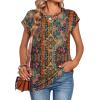 image:imageZeagoo Womens Tops Summer Casual Cap Sleeve Tshirts Shirts Business Dressy Spring Fashion Outfits Trendy ClothesBrown Boho Print