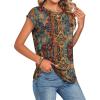 image:imageZeagoo Womens Tops Summer Casual Cap Sleeve Tshirts Shirts Business Dressy Spring Fashion Outfits Trendy ClothesBrown Boho Print