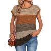 image:imageZeagoo Womens Tops Summer Casual Cap Sleeve Tshirts Shirts Business Dressy Spring Fashion Outfits Trendy ClothesFall Weave Stripe