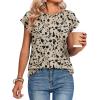 image:imageZeagoo Womens Tops Summer Casual Cap Sleeve Tshirts Shirts Business Dressy Spring Fashion Outfits Trendy ClothesKhaki Floral