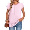 image:imageZeagoo Womens Tops Summer Casual Cap Sleeve Tshirts Shirts Business Dressy Spring Fashion Outfits Trendy ClothesPink Stripes