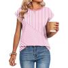image:imageZeagoo Womens Tops Summer Casual Cap Sleeve Tshirts Shirts Business Dressy Spring Fashion Outfits Trendy ClothesPink Stripes
