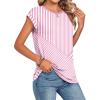 image:imageZeagoo Womens Tops Summer Casual Cap Sleeve Tshirts Shirts Business Dressy Spring Fashion Outfits Trendy ClothesPink Stripes