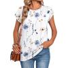 image:imageZeagoo Womens Tops Summer Casual Cap Sleeve Tshirts Shirts Business Dressy Spring Fashion Outfits Trendy ClothesWhite Floral