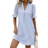 image:imageZeagoo Summer Dresses for Women 2026 V Neck Ruffle Sleeve Casual Shift Dress Hawaiian Sundress Beach Vacation ClothesA01blue and White Stripes