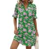 image:imageZeagoo Summer Dresses for Women 2026 V Neck Ruffle Sleeve Casual Shift Dress Hawaiian Sundress Beach Vacation ClothesA01green Floral