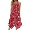 image:imageZeagoo Womens Casual Dress for Summer Tank Dress Loose Flowy Beach Dress with Pockets Hankerchief Flare Midi Sundress 2026Red Xh268