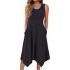 image:imageZeagoo Womens Casual Dress for Summer Tank Dress Loose Flowy Beach Dress with Pockets Hankerchief Flare Midi Sundress 2026Solid Black