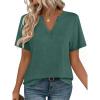 image:imageZeagoo Womens Tops Short Sleeve V Neck Tee Shirts Cute Dressy Casual Clothing Business Work BlouseBgreen