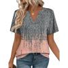 image:imageZeagoo Womens Tops Short Sleeve V Neck Tee Shirts Cute Dressy Casual Clothing Business Work BlouseGray Print