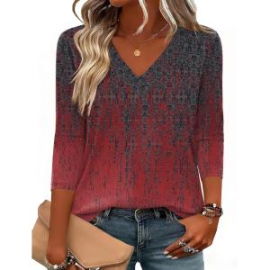 image:imageZeagoo 34 Length Sleeve Womens Tops V Neck Shirt Dressy Casual Blouse Basic Tshirts 2026 Fashion Clothing S2XLMz838