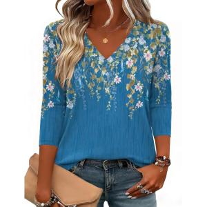 image:imageZeagoo 34 Length Sleeve Womens Tops V Neck Shirt Dressy Casual Blouse Basic Tshirts 2026 Fashion Clothing S2XLSf233
