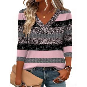 image:imageZeagoo 34 Length Sleeve Womens Tops V Neck Shirt Dressy Casual Blouse Basic Tshirts 2026 Fashion Clothing S2XLTz245