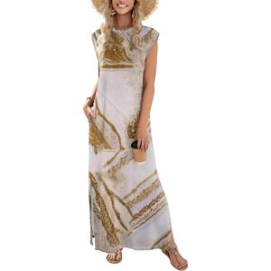 image:imageZeagoo Summer Dresses for Women 2026 Black Long Maxi Sundresses Loose Split WrinkleFree Beach Travel Vacation ClothesCx264